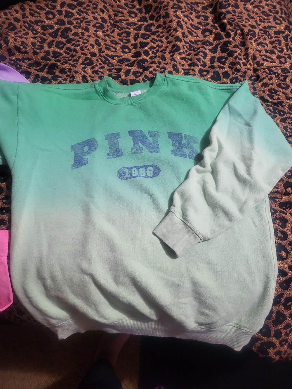 PINK Victoria's Secret Mint Green Ombre Crewneck Sweatshirt Small